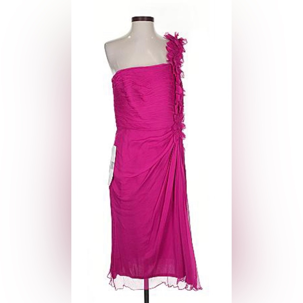 One-Shoulder Tadashi Collection Saks Fifth Avenue Pink Dress Cocktail Sz 12 NWT - Picture 7 of 15